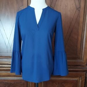 J. Crew Blue Bell Sleeve Blouse with Mandarin - XXS
